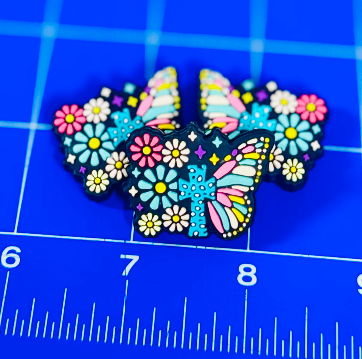 Butterfly Cross and flowers