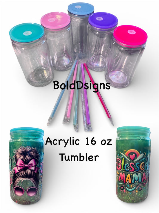 16oz Acrylic Snow Globe Tumbler