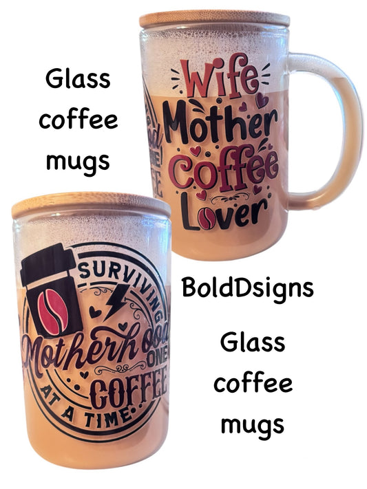 15oz Glass coffee mug