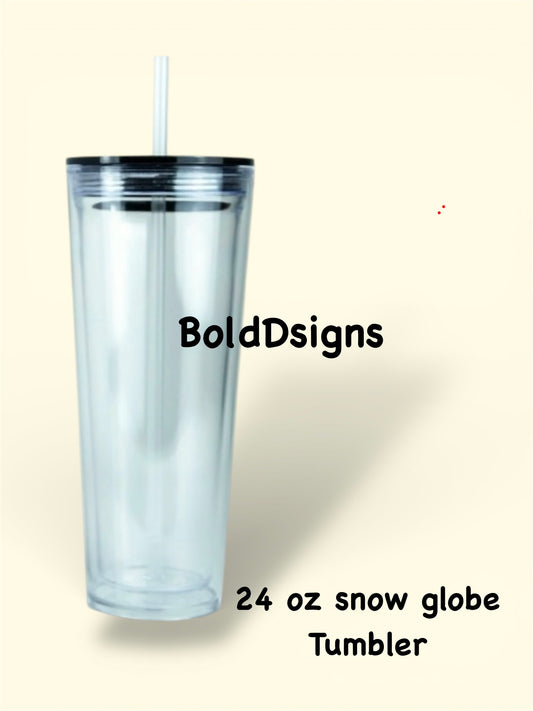 24 oz Acrylic Snow globe tumbler